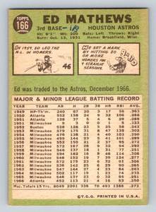 lot 67A image: 1967 Topps Ed Matthews #166 Vintage Baseball Card