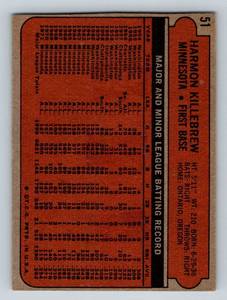 lot 80A image: Harmon Killebrew 1972 Topps #51 Vintage Minnesota Twins Baseball Card