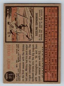 lot 87A image: 1962 Topps Whitey Herzog #512 Vintage Baseball Card