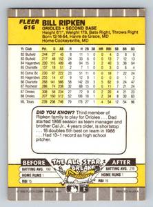 lot 4B image: Billy Ripken F Face Iconic Error Card 1989 Fleer #616 Baseball Card