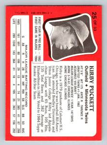 lot 18B image: Kirby Puckett RC 1986 Kaybee Young Superstars of Baseball #25 Rookie Minnesota Twins Baseball Card