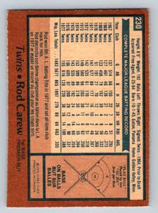 lot 28B image: 1978 O-Pee-Chee Rod Carew #230 Rare Vintage Baseball Card