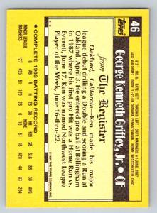 lot 30B image: Ken Griffey Jr. RC 1990 Topps #46 Rookie Baseball Card