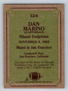 lot 37B image: Dan Marino Instant Replay RC 1984 Topps #124 Vintage Rookie Football Card