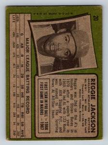 lot 5C image: Reggie Jackson 1971 Topps #20 Vintage Baseball Card