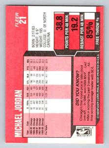 lot 16C image: Michael Jordan 1989 Fleer #21 Basketball Card