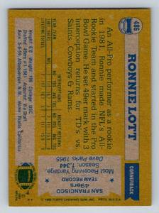 lot 19C image: Ronnie Lott RC 1989 Topps #486 Rookie Vintage Football Card