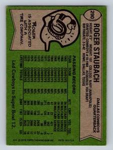 lot 21C image: Roger Staubach 1978 Topps #290 Vintage Football Card