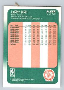lot 34C image: 1988 Fleer Larry Bird #9 Vintage Basketball Card