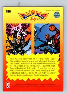 lot 36C image: Michael Jordan Larry Bird 1993 Upper Deck Fanimation Birdman and Agent 23 #510 Basketball Card
