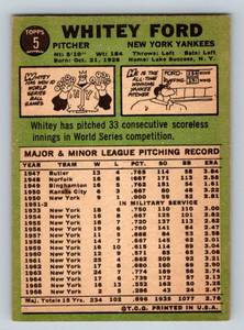 lot 42C image: 1967 Topps Whitey Ford #5 Vintage Baseball Card