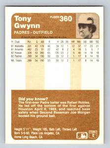 lot 5E image: Tony Gwynn RC 1983 Fleer #360 Vintage Rookie Baseball Card