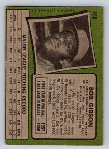 lot 10E image: Bob Gibson 1971 Topps #450 Vintage Baseball Card