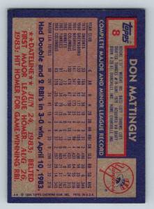 lot 12E image: Don Mattingly RC 1984 Topps #8 Vintage Rookie Baseball Card