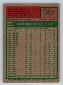 lot 13E image: Harmon Killebrew 1975 Topps #640 Vintage Minnesota Twins Baseball Card