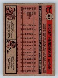 lot 14E image: Rickey Henderson 2nd Year 1981 Topps #261 Vintage Baseball Card