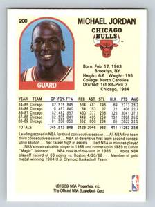 lot 15E image: Michael Jordan 1989 NBA Hoops #200 Basketball Card