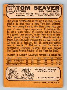 lot 5F image: Tom Seaver Rookie Cup 1968 Topps #45 Vintage Baseball Card