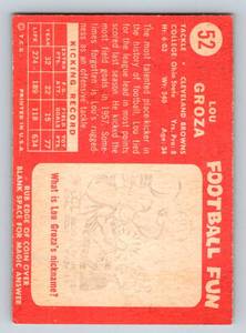 lot 9F image: 1958 Topps Lou Groza #52 Vintage Football Card