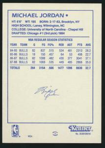 lot 2A image: Michael Jordan 1988 Kenner Starting LIneup Card, RARE Basketball Card
