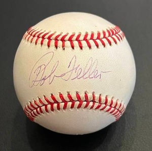 lot 6H image: Bob Feller Signed Rawlings OALB Brown Ball with JSA COA - Vintage Baseball