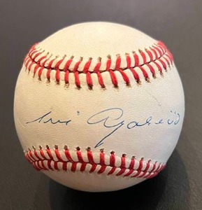 lot 10H image: Luis Aparicio Signed OALB Brown Ball with JSA COA - HOF Autographed Baseball