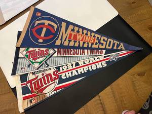lot 27H image: (3) Minnesota Twins Baseball Pennants