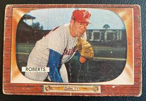 lot 34A image: 1955 Bowman Robin Roberts #171 Vintage HOF Baseball Card