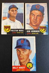 lot 40A image: 1953 Topps 3 Card Vintage Baseball Lot - #165, 173, 179