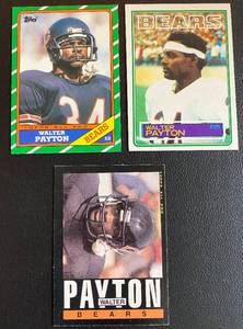 lot 45A image: Walter Payton 3 Card Lot 1983 Topps #36, 1985 #33, 1986 #11 Vintage Football Cards