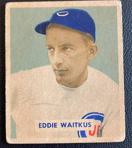 lot 46A image: 1949 Bowman Eddie Waitkus #142 Vintage Baseball Card