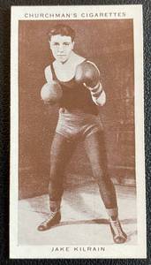 lot 49A image: 1938 Boxing Personalities Jake Kilrain #22 W.A. & A.C. Churchman Tobacco Vintage Card