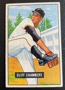 lot 55A image: 1951 Bowman Cill Chambers #151 Vintage Baseball Card