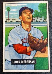 lot 57A image: 1951 Bowman Lloyd Merriman #71 Vintage Baseball Card
