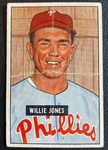 lot 59A image: 1951 Bowman Willie Jones #112 Vintage Baseball Card