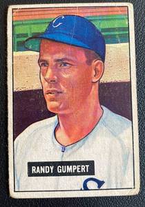 lot 61A image: 1951 Bowman Randy Gumpert #59 Vintage Baseball Card