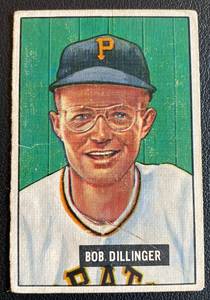 lot 62A image: 1951 Bowman Bob Dillinger #63 Vintage Baseball Card