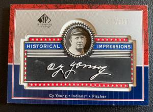 lot 71A image: Cy Young 350 2003 Upper Deck SP Legendary CutsHistotic Impressions, numbered 306350 baseball Card