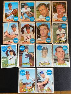 lot 22C image: Minnesota Twins 14 Card 1968 and 1969 Vintage Baseball Card Lot - Bob Allison, Jim Perry, and more