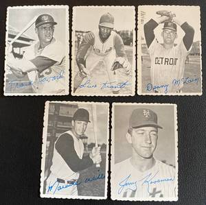 lot 23C image: 1969 Topps Deckle Edge 5 Card Star Lot - Koosman, Howard, McLain, Wills, Tiant - Vintage Baseball Cards