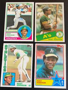 lot 26C image: Rickey Henderson 4 Card Vintage Baseball Lot 1983-1985 Topps