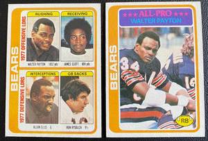lot 35C image: Walter Payton 1978 Topps 2 Card Lot #200 and #540 Chicago Bears Team Card Vintage Football Cards