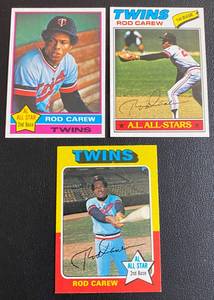 lot 14D image: Rod Carew 3 Card Lot 1975-1977 Vintage Minnesota Twins Baseball Cards