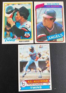 lot 15D image: Rod Carew 3 Card Lot 1978-1980 Vintage Minnesota Twins Baseball Cards