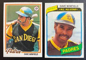 lot 16D image: Dave Winfield 2 Card Lot 1978 Topps #530 and 1980 #230 Vintage Baseball Cards