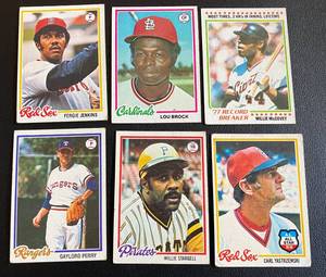 lot 20D image: 1979 Topps 6 Card Superstar HOF Lot - Carl Yastrzemski, Willie Stargell, Willie McCovey, Lou Brock, Fergie Jenkins, Gaylord Perry Vintage Baseball Cards