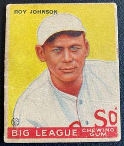 lot 25D image: 1933 Goudey #8 Roy Johnson Worl dWide Gum Vintage Baseball Card