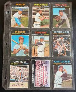 lot 44C image: 1971 Topps 9 Card Superstar HOF Lot - Willie Stargell, Tony Oliva, Jim Kaat, Brooks Robinson, Johnny Bench, Bob Gibson, Washington Senators, Boog Powell, Tom Seaver Vintage Baseball Cards