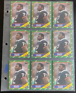 lot 14G image: (9) William The Refrigerator Perry RCs 1986 Topps #20 Vintage Football Cards Chicago Bears