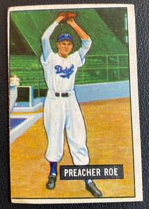 lot 26A image: 1951 Bowman Preacher Roes #118 Vintage Baseball Card
